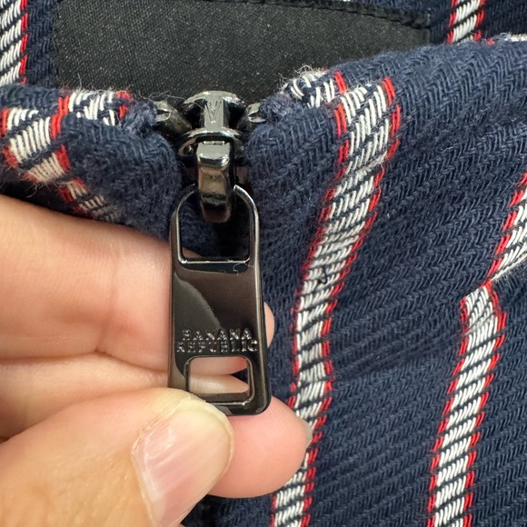 Banana Republic Navy Stripe Bow Neck Zip Front Jacket - Picture 8 of 14